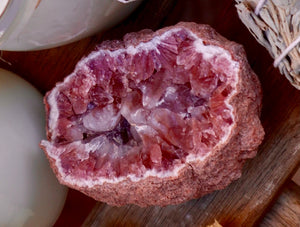 PINK AMETHYST CRYSTAL GEODE